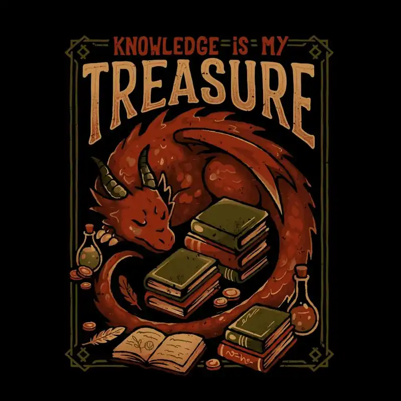 Knowledge Is My Treasure Cute Dragon Original