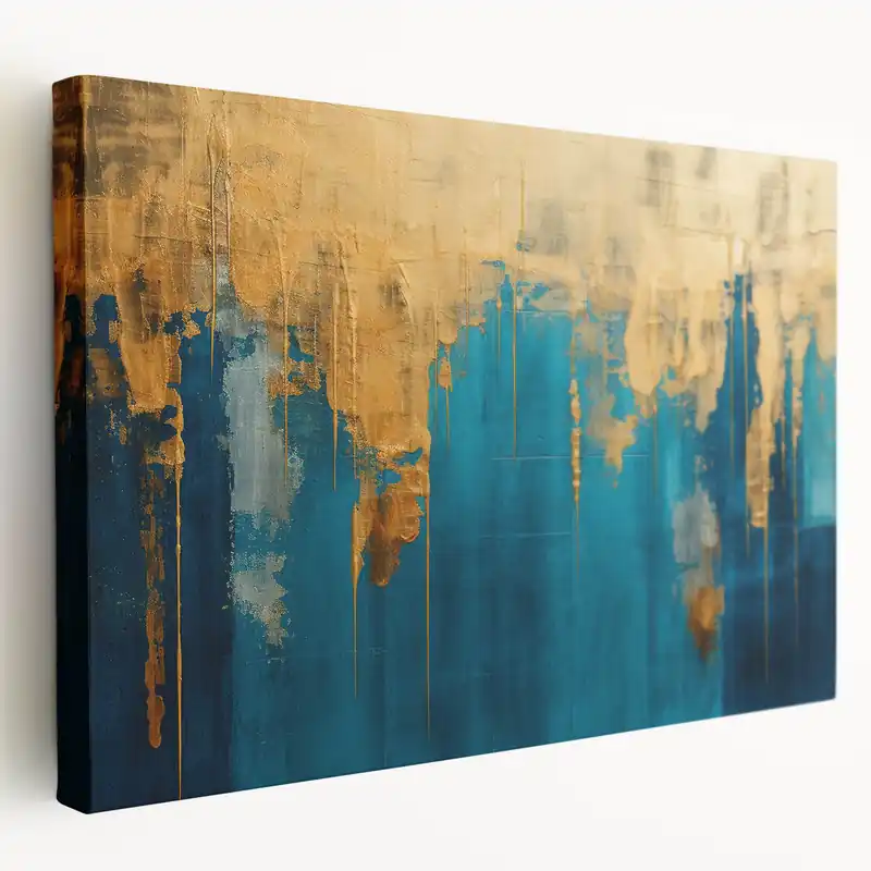 Golden Harmony Abstract Art | Stretched Canvas Wall Decor Popular